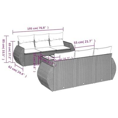 7-delige Loungeset met kussens poly rattan bruin 7-delige Loungeset met kussens poly rattan bruin