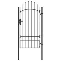 VidaXL Tuinpoort met slot grijs 200 x 100 cm staal - thumbnail