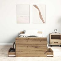Bedframe zonder matras spaanplaat artisanaal eikenkleurig - thumbnail