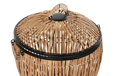 Mandenset DKD Home Decor Zwart Natuurlijk Metaal Rotan 48 x 48 x 55 cm (2 Stuks)