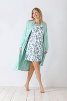 Zachte turquoise velours fleece dames badjas - thumbnail