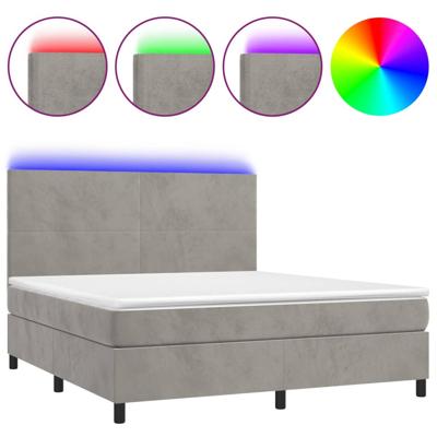 Boxspring met matras en LED fluweel lichtgrijs 160x200 cm