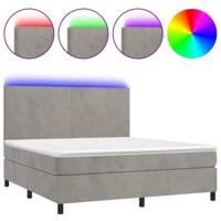 Boxspring met matras en LED fluweel lichtgrijs 160x200 cm - thumbnail
