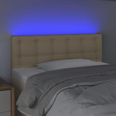 Hoofdbord LED 144x5x118/128 cm stof crèmekleurig - thumbnail