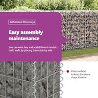 VidaXL Schanskorfmuur met deksels 20x20x100 cm gegalvaniseerd staal - thumbnail