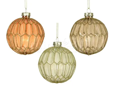 Kerstbal Glas Honeycomb Ø8cm Assorti 1st