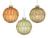 Kerstbal Glas Honeycomb Ø8cm Assorti 1st - thumbnail