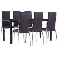 vidaXL 7-delige Eethoek kunstleer bruin - thumbnail