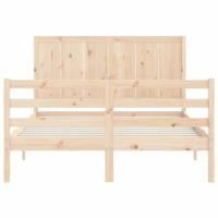Bedframe met hoofdbord massief hout 140x200 cm - thumbnail