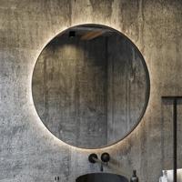 Spiegel BWS Star Rond met LED 100 cm Mat Zwart - thumbnail