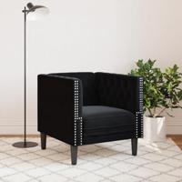 Fauteuil Chesterfield-stijl fluweel zwart - thumbnail