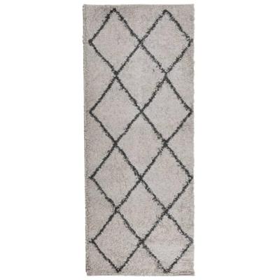Vloerkleed PAMPLONA shaggy hoogpolig 80x200 cm beige antraciet
