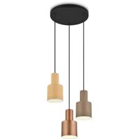 Moderne Zwarte LED Hanglamp met Multicolor Kappen - E27 - 3-lichts - thumbnail