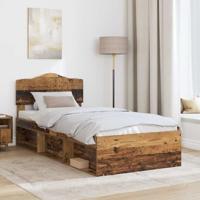 Bedframe met hoofdeinde Oudhout 90 x 190 cm Massief grenenhout - thumbnail