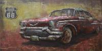 Schilderij - Metaalschilderij - Oldtimer route 66, 140x70cm - thumbnail