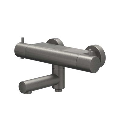 IVY Bond Badthermostaatkraan opbouw - draaibare baduitloop - omstel - Cooltouch - Geborsteld metal black PVD 6301006