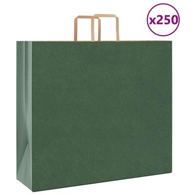 VidaXL Papieren zakken 250 st met hengsels 54x15x49 cm groen