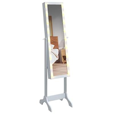 VidaXL Spiegel vrijstaand met led's 34x37x146 cm wit