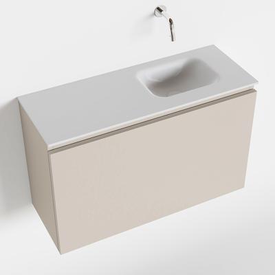 MONDIAZ OLAN 80cm toiletmeubel linen. LEX wastafel talc rechts geen kraangat MONDIAZ OLAN 80cm toiletmeubel linen. LEX wastafel talc rechts geen kraangat