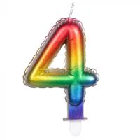 Kaarsje Regenboog Cijfer 4 - thumbnail