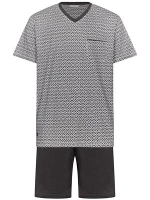 Donkergrijze heren shortama katoen