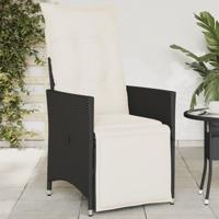 Tuinstoel verstelbaar met kussens poly rattan zwart - thumbnail