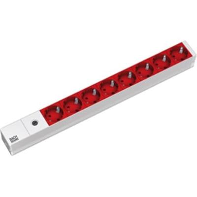 Bachmann 333.410 19 inch Stekkerdoos voor patchkast 1 HE Geaarde contactdoos Rood, Aluminium