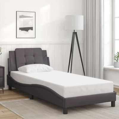 Bedframe met hoofdbord kunstleer grijs 80x200 cm