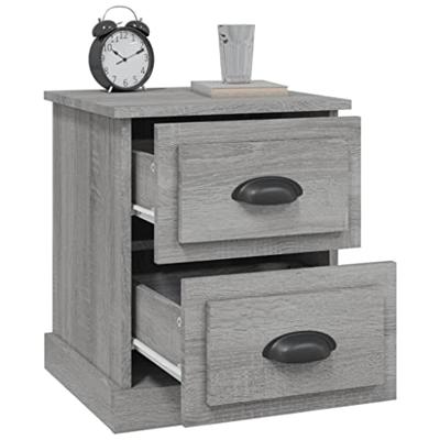 Nachtkastjes 2 st 39x39x47,5 cm bewerkt hout grijs sonoma eiken