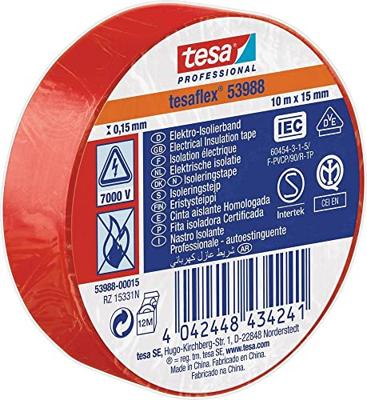 tesa 53988-00015-00 Isolatietape tesa Professional Rood (l x b) 10 m x 15 mm 1 stuk(s) tesa 53988-00015-00 Isolatietape tesa Professional Rood (l x b) 10 m x 15 mm 1 stuk(s)