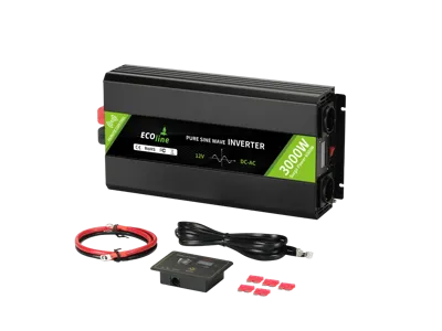 EcoLine - Omvormer 12V Naar 220V/230V - 3000w Vermogen - Zuivere sinus - Spanningomvormer - Remote Controlled