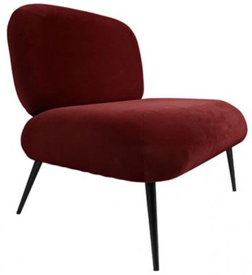 Leitmotiv Fauteuil Puffed 81 X 68 Cm Fluweel Rood/bruin
