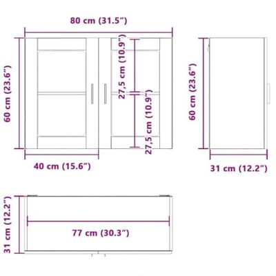 Keukenbovenkast met glazen deur Porto betongrijs