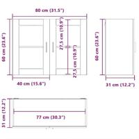 Keukenbovenkast met glazen deur Porto betongrijs - thumbnail