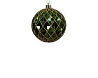 Kerstbal 8 cm groen glans - thumbnail