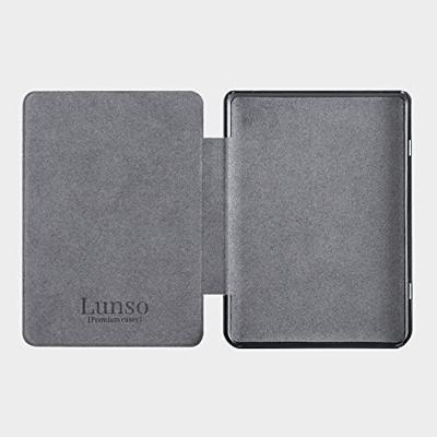 Lunso - Kobo Nia hoes (6 inch) - Vegan Saffiano Leren sleepcover - Zwart Lunso - Kobo Nia hoes (6 inch) - Vegan Saffiano Leren sleepcover - Zwart