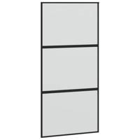 Schuifdeur met beslagset 102,5x205 cm gehard glas zwart - thumbnail