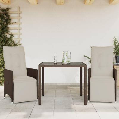 3-delige Bistroset met kussens poly rattan bruin 3-delige Bistroset met kussens poly rattan bruin