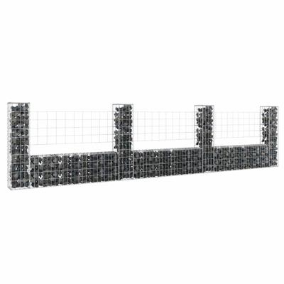 VidaXL Schanskorf u-vormig met 4 palen 380x20x100 cm ijzer
