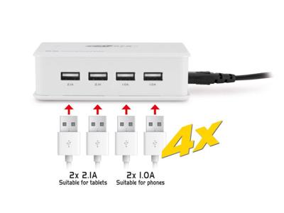 USB-Splitter met 4 Poorten - Thuislader voor Smartphone en Tablet - 1,2 Meter Kabel (PS46) USB-Splitter met 4 Poorten - Thuislader voor Smartphone en Tablet - 1,2 Meter Kabel (PS46)