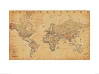 Kunstdruk World Map Vintage - Engels - 60x80cm - thumbnail