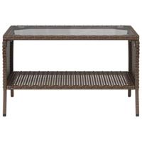 Tuinbank 2-zits met kussens & tafel poly rattan bruin - thumbnail