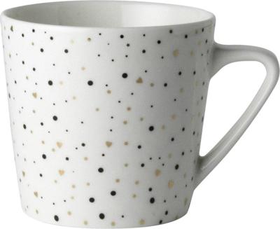 Dutch Rose loft zwart-wit koffiemok wit met glitters 20cl