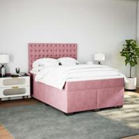 Boxspring met matras fluweel roze 160x200 cm - thumbnail
