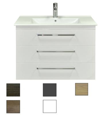 Badkamermeubelset Sanicare Q6 Drie Laden Chromen Greep 100 cm Met Spiegel Schots Eiken