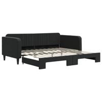 Slaapbank met onderschuifbed 90x190 cm fluweel zwart - thumbnail