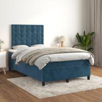 Boxspring met matras fluweel donkerblauw 120x200 cm - thumbnail
