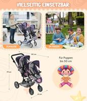 Tweeling Poppenwagen Linus Duo - Pink Jeans - thumbnail