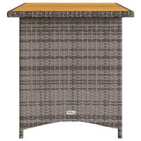 Tuintafel met houten blad 110x68x70 cm poly rattan grijs - thumbnail