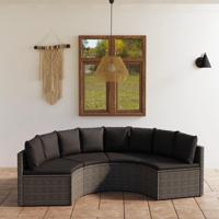 4-delige Loungeset met kussens poly rattan grijs - thumbnail